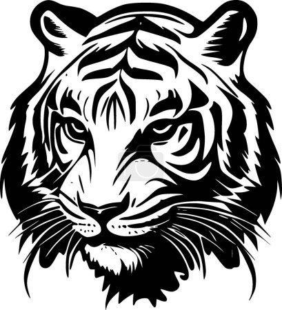 Téléchargez les illustrations : Tigers - illustration vectorielle en noir et blanc - en licence libre de droit