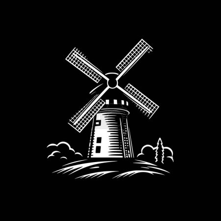 Illustration for Windmill - minimalist and flat logo - vector illustration - Royalty Free Image
