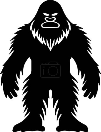 Téléchargez les illustrations : Bigfoot - illustration vectorielle en noir et blanc - en licence libre de droit
