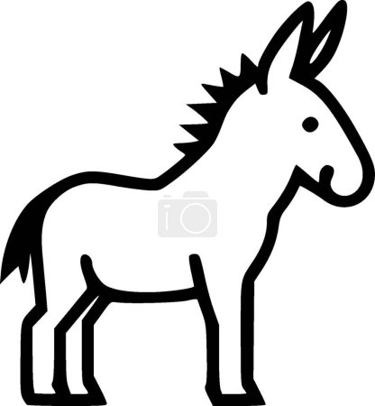 Illustration for Donkey - black and white vector illustration - Royalty Free Image