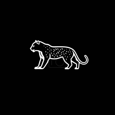 Ilustración de Leopardo - icono aislado en blanco y negro - ilustración vectorial - Imagen libre de derechos
