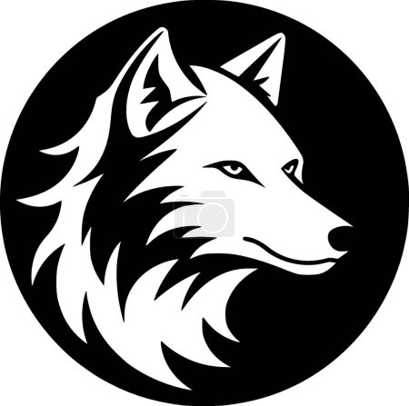 Illustration for Wolf - black and white vector illustration - Royalty Free Image