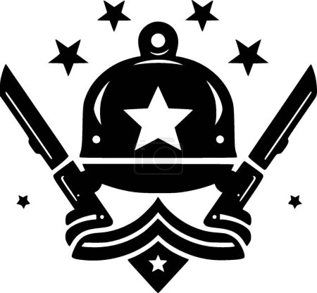 Ilustración de Ejército - icono aislado en blanco y negro - ilustración vectorial - Imagen libre de derechos