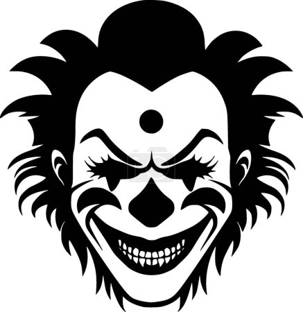 Illustration for Clown - black and white vector illustration - Royalty Free Image