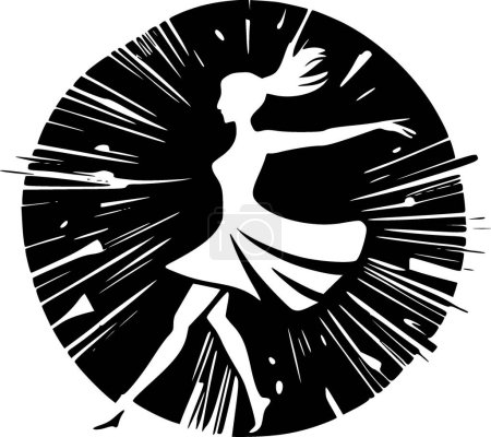 Illustration for Dance - black and white vector illustration - Royalty Free Image