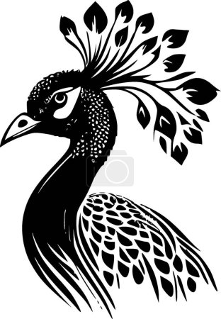 Illustration for Peacock - black and white isolated icon - vector illustration - Royalty Free Image