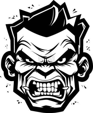 Téléchargez les illustrations : Zombie - icône isolée en noir et blanc - illustration vectorielle - en licence libre de droit