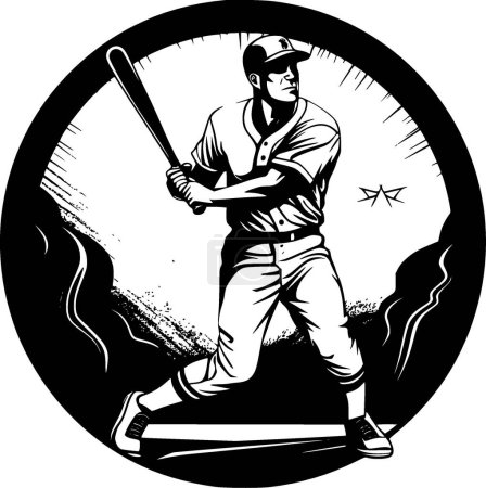 Illustration for Baseball - black and white isolated icon - vector illustration - Royalty Free Image
