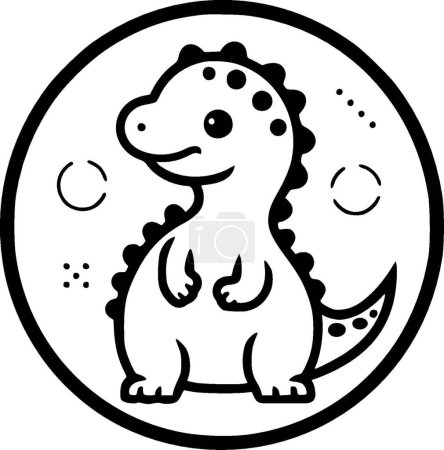 Ilustración de Dinosaurio - icono aislado en blanco y negro - ilustración vectorial - Imagen libre de derechos