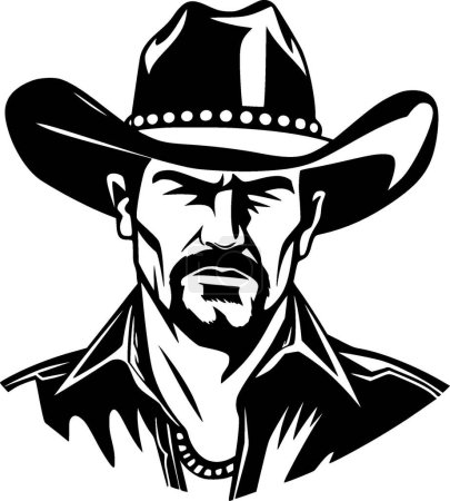 Illustration for Cowboy - minimalist and flat logo - vector illustration - Royalty Free Image