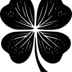 Four-leaf clover - black and white vector illustration