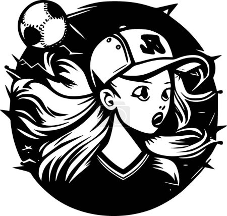 Illustration for Softball - minimalist and flat logo - vector illustration - Royalty Free Image