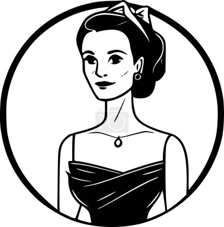 Illustration for Bridesmaid - black and white vector illustration - Royalty Free Image