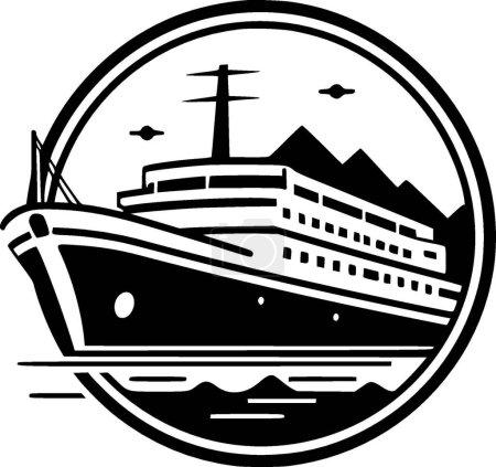 Illustration for Cruise - black and white isolated icon - vector illustration - Royalty Free Image
