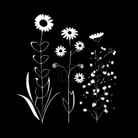 Téléchargez les illustrations : Fleurs - logo minimaliste et plat - illustration vectorielle - en licence libre de droit