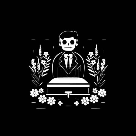 Illustration for Funeral - black and white vector illustration - Royalty Free Image