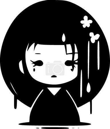 Illustration for Japanese - black and white isolated icon - vector illustration - Royalty Free Image