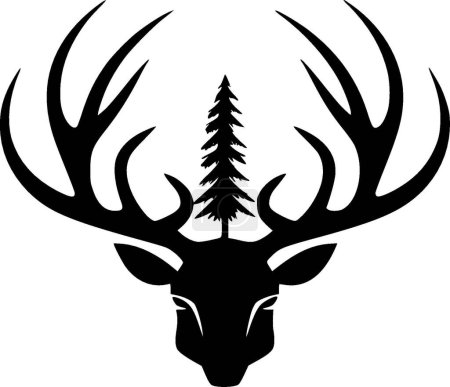 Illustration for Reindeer antlers - black and white vector illustration - Royalty Free Image