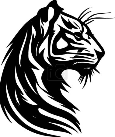 Tigers - icône isolée en noir et blanc - illustration vectorielle