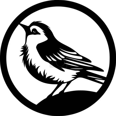 Illustration pour Oiseau - illustration vectorielle noir et blanc - image libre de droit