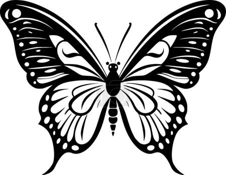 Ilustración de Mariposa - icono aislado en blanco y negro - ilustración vectorial - Imagen libre de derechos