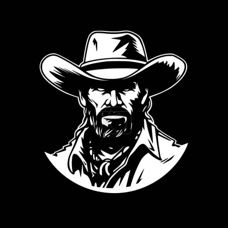 Téléchargez les illustrations : Cowboy - illustration vectorielle noir et blanc - en licence libre de droit