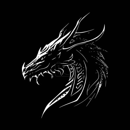 Dragons - illustration vectorielle en noir et blanc
