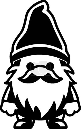 Ilustración de Gnomo - icono aislado en blanco y negro - ilustración vectorial - Imagen libre de derechos
