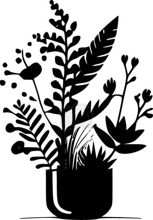 Ilustración de Plantas - icono aislado en blanco y negro - ilustración vectorial - Imagen libre de derechos