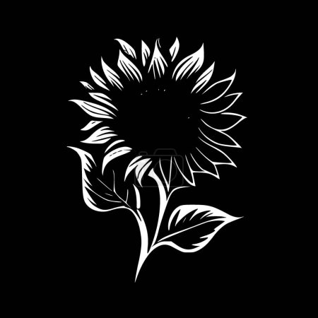 Ilustración de Girasol - icono aislado en blanco y negro - ilustración vectorial - Imagen libre de derechos