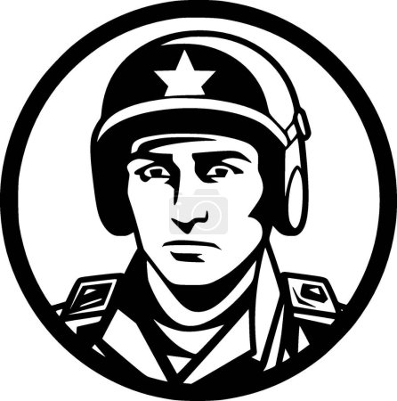 Téléchargez les illustrations : Armée - logo minimaliste et plat - illustration vectorielle - en licence libre de droit