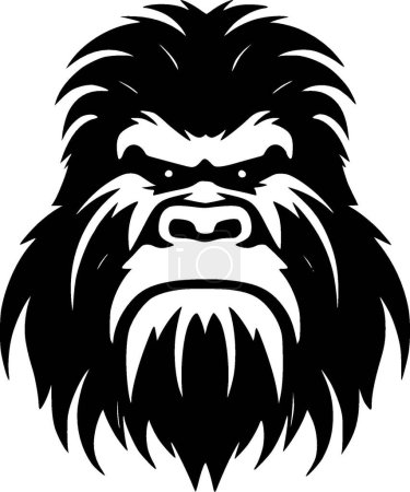 Illustration for Bigfoot - black and white isolated icon - vector illustration - Royalty Free Image
