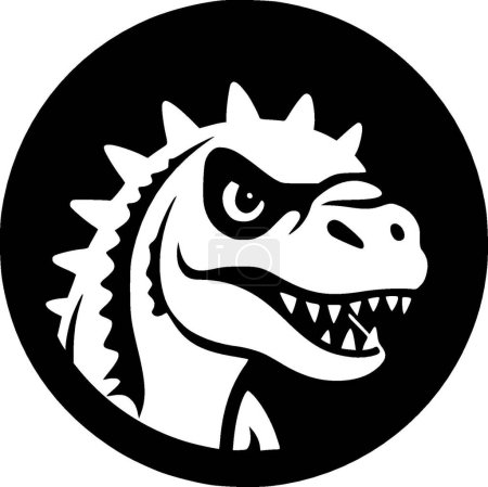 Téléchargez les illustrations : Dinosaure - icône isolée en noir et blanc - illustration vectorielle - en licence libre de droit