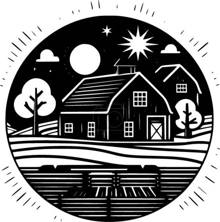 Illustration pour Ferme - logo minimaliste et plat - illustration vectorielle - image libre de droit