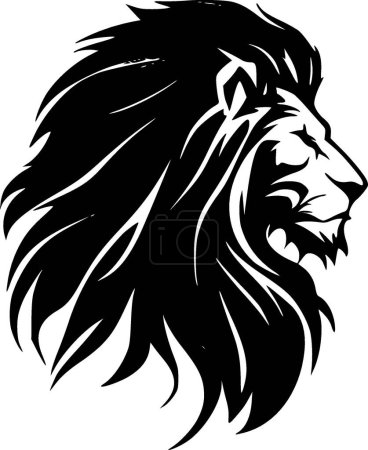 Téléchargez les illustrations : Lion - icône isolée en noir et blanc - illustration vectorielle - en licence libre de droit