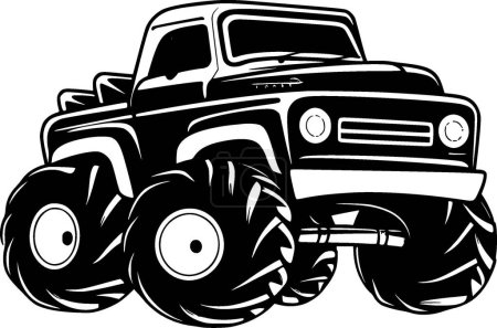 Illustration for Monster truck - black and white vector illustration - Royalty Free Image