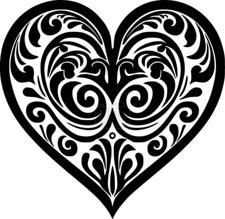 Illustration for Open heart - black and white vector illustration - Royalty Free Image