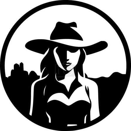 Téléchargez les illustrations : Cowgirl - silhouette minimaliste et simple - illustration vectorielle - en licence libre de droit