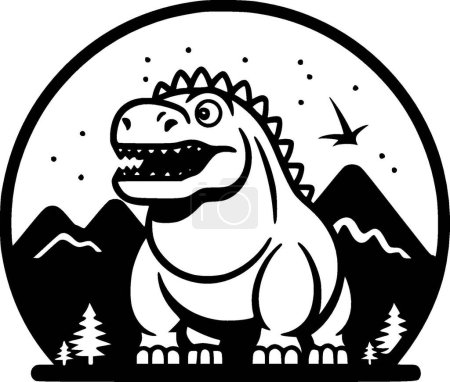 Illustration for Dinosaur - black and white vector illustration - Royalty Free Image