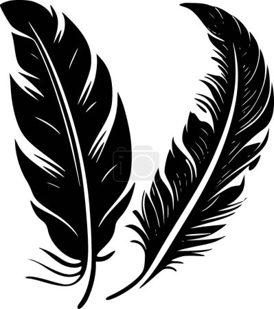 Illustration for Feathers - black and white isolated icon - vector illustration - Royalty Free Image