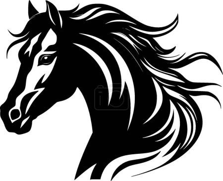 Cheval - icône isolée en noir et blanc - illustration vectorielle