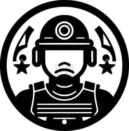 Ilustración de Militar - logo minimalista y plano - ilustración vectorial - Imagen libre de derechos