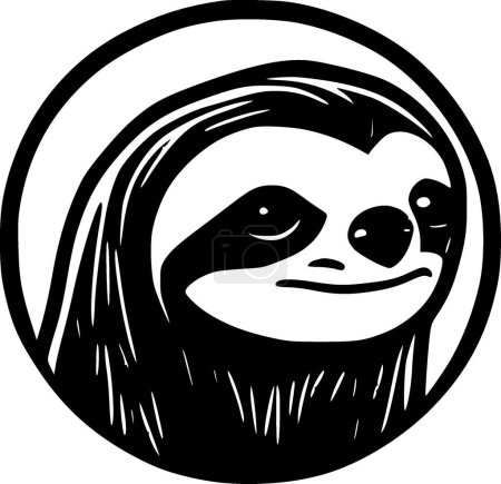 Illustration for Sloth - black and white isolated icon - vector illustration - Royalty Free Image