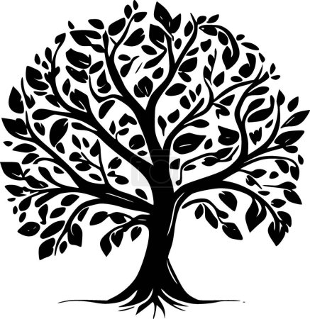Ilustración de Árbol de la vida - ilustración vectorial en blanco y negro - Imagen libre de derechos