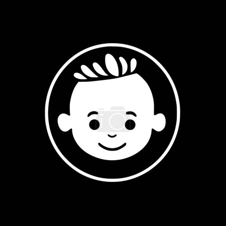 Baby - black and white isolated icon - vector illustration