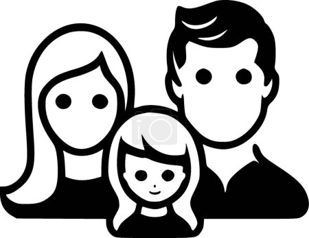 Ilustración de Familia - icono aislado en blanco y negro - ilustración vectorial - Imagen libre de derechos