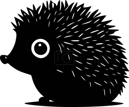 Illustration for Hedgehog - black and white isolated icon - vector illustration - Royalty Free Image