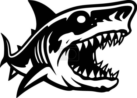 Téléchargez les illustrations : Requin - illustration vectorielle en noir et blanc - en licence libre de droit