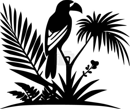 Illustration for Tropical - black and white vector illustration - Royalty Free Image