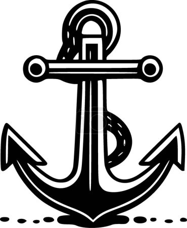 Illustration for Anchor - black and white vector illustration - Royalty Free Image